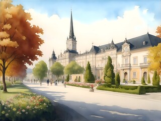 Fototapeta premium Eisenstadt Austria Country Landscape Illustration Art 