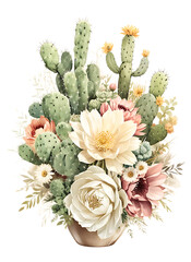 The beauty of cactus nature on a transparent background