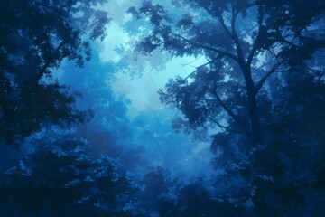 Fototapeta premium moody moonlit forest landscape with wispy fog and dark shadows