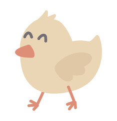 Cute little chicken in flat design. Happy domestic pet at rural farm. Vector illustration isolated.
