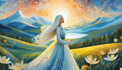 landscape with mountains and clouds