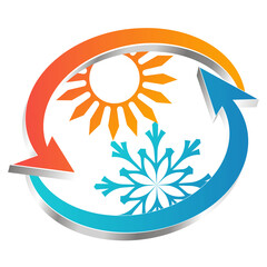 Arrows sun and snowflake, air conditioning and heating symbol