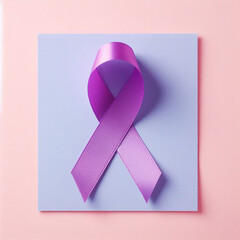 violet ribbon on white aid cancer breast