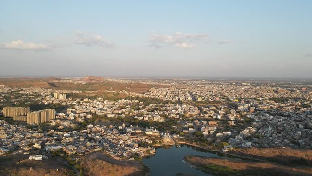 Aerial Drone shot of the forts in Jodhpur