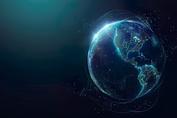 Fototapeta premium Futuristic Digital Earth Globe with America - Global Business Concept