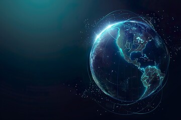 Futuristic Digital Earth Globe with America - Global Business Concept