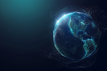 Futuristic Digital Earth Globe with America - Global Business Concept