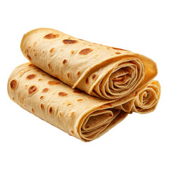 Plain tortilla wrap isolated on transparent background