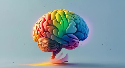 Colorful human brain explosion symbolizing creativity and mental health awareness for autism. Concept Creativity, Mental Health Awareness, Autism, Brain Explosion, Colorful