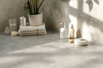 Composition with cosmetic products on light stone