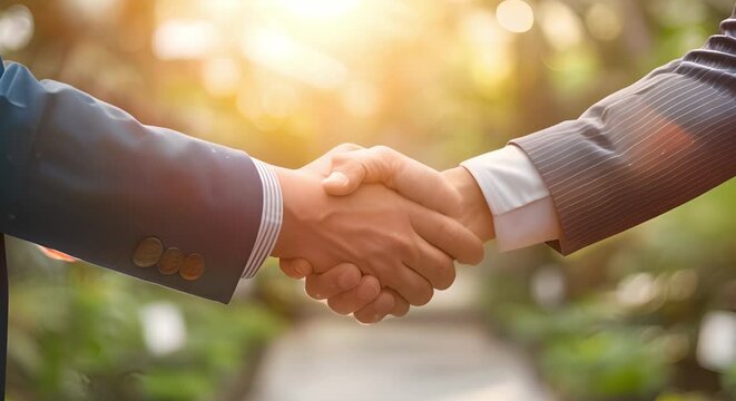 Image of a handshake symbolizing financial prosperity in the crypto industry. Concept Crypto Prosperity, Financial Handshake, Digital Currency, Finance Concept