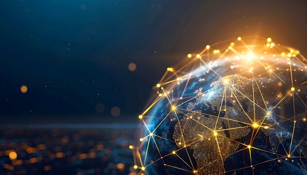 Goldenes Netz &uuml;ber den Erdteilen von Europa und Afrika