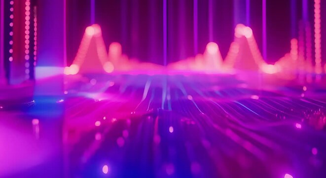 Immersive D Sound Wave Visual Background with Neon Lines and High Frequencies. Concept Immersive D Sound Wave, Neon Lines, High Frequencies, Visual Background