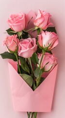 Envelope of Pink Roses on Delicate Background