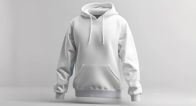 Blank Hoodie Mockup: Front View Isolated on White Background for T-Shirt Design. Concept Hoodie Mockup, Front view, White Background, T-Shirt Design, Clothing Mockup,