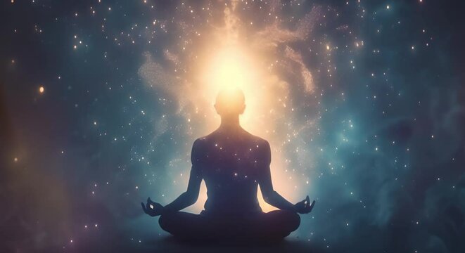 Exploring the Power of Deep Meditation: Spiritual Connection, Telepathic Communication, and Astral Bonds. Concept Spiritual Awakening, Telepathy, Astral Projection, Meditation Journeys