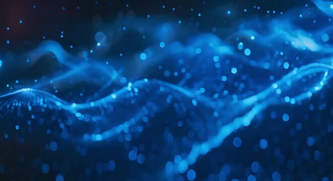 Blue digital waves in abstract tech background symbolizing neural network connections. Concept Blue Tech Background, Abstract Waves, Neural Network, Digital Connection, Technology Theme