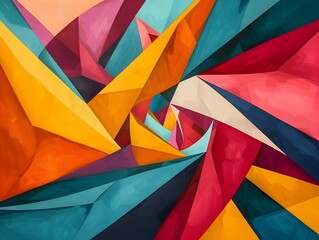 Vibrant Geometric Abstract Patterns with Overlapping Shapes Dynamic Colorful Minimalist Art Background Bold Contemporary Digital Composition