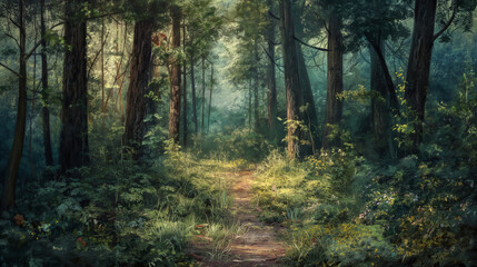 Fototapeta premium Majestic Forest Landscape: Nature's Sanctuary