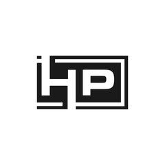 HP logo. H P design. White HP letter. HP, H P letter logo design. Initial letter HP linked circle uppercase monogram logo. H P letter logo vector design.