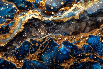 A blue background with gold flakes scattered across it