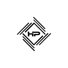 HP logo. H P design. White HP letter. HP, H P letter logo design. Initial letter HP linked circle uppercase monogram logo. H P letter logo vector design.