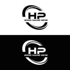 HP logo. H P design. White HP letter. HP, H P letter logo design. Initial letter HP linked circle uppercase monogram logo. H P letter logo vector design.