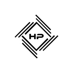 HP logo. H P design. White HP letter. HP, H P letter logo design. Initial letter HP linked circle uppercase monogram logo. H P letter logo vector design.