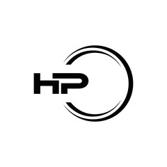 HP logo. H P design. White HP letter. HP, H P letter logo design. Initial letter HP linked circle uppercase monogram logo. H P letter logo vector design.