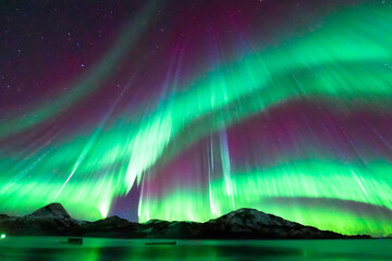 Northern Lights. Northern lights that have been seen throughout much of the world due to the great solar activity of the sun. Night photography. Northern lights in Europe.