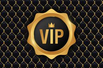 Vector golden vip icon with luxury black background