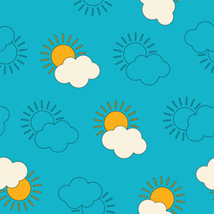 Vector illustration. Seamless pattern with sun and cloud