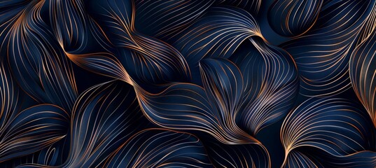 Abstract elegant dark blue and gold line  pattern  (kitchen glass)