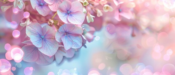 Obraz premium Colorful pastel flower background hydrangea petals. (kitchen glass0