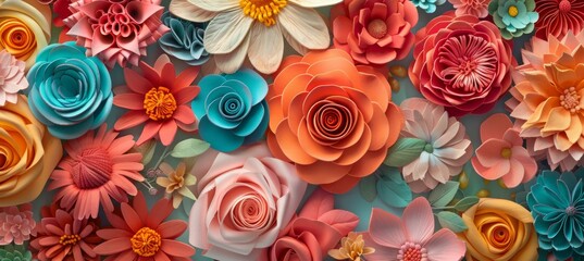 Colorful clay flowers background (kitchen glass)