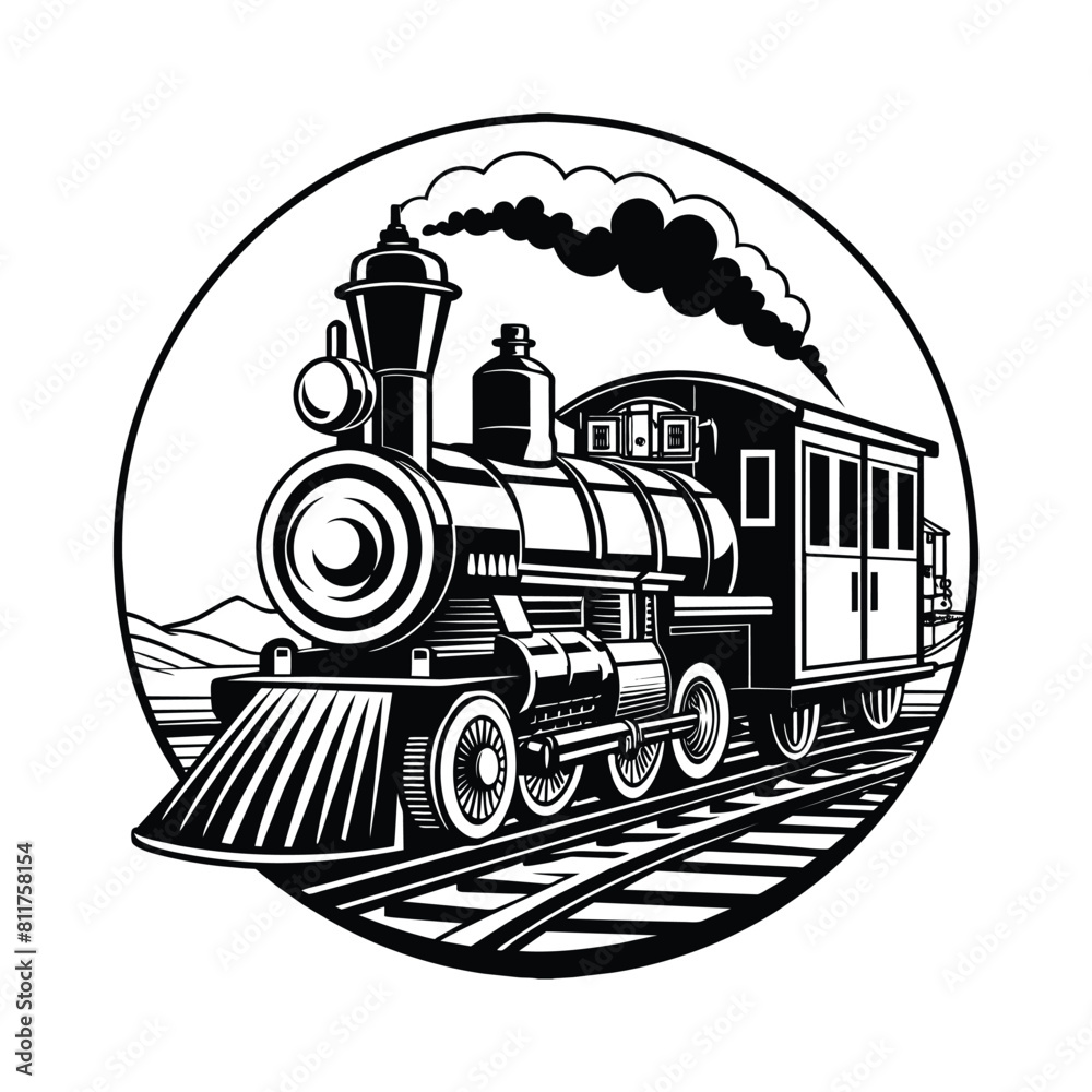 Wall mural steam locomotive illustration