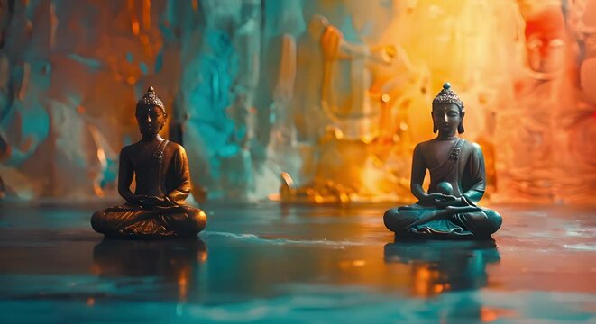 Exploring the Spiritual Connection Between Two Individuals Through Deep Meditation and Telepathic Communication. Concept Spiritual Connection, Deep Meditation, Telepathic Communication