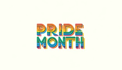 "Pride Month in Vibrant Colors: Minimalistic Design on White Background"