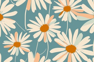 Seamless pattern with flowers and leaves. Hand-drawn . Floral pattern for wallpaper or fabric. Flowers and leaves. Texture background.. Beautiful simple AI generated image in 4K, unique.