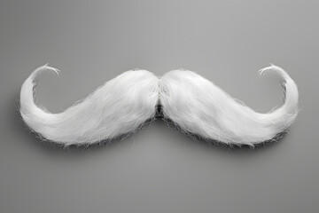 White mustache isolated on grey background