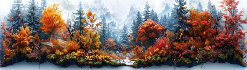 A beautiful autumn scene with trees and a river