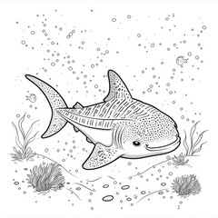 Coloring page of a whale shark.