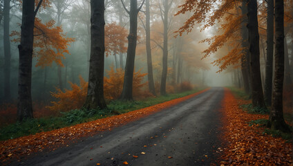 Obraz premium picture of an empty road in the woods