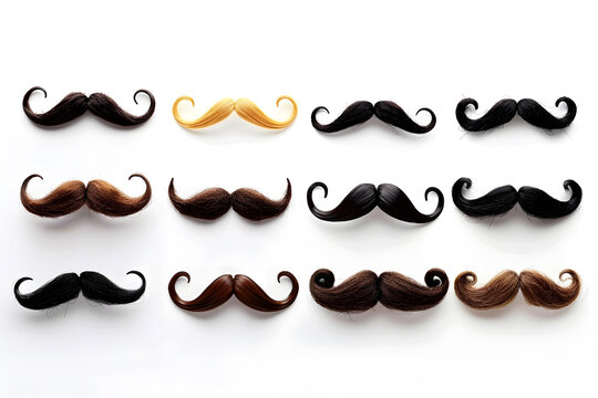 Various mustache collection isolated on a white background 