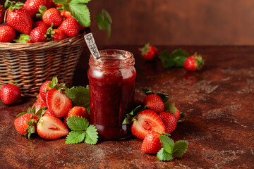 Strawberry jam and fresh berries.
