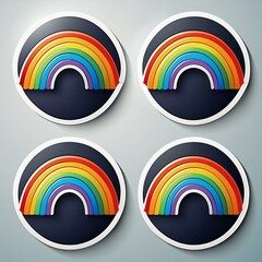 Circular Rainbow Stickers showcasing enchanting illustrations of rainbows 