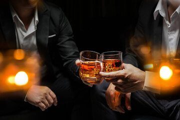 whiskey, for a friendly party in a bar or a restaurant.
