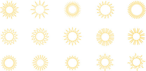 Sun simple icons collection. vector illustration