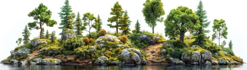 Fototapeta premium A lush green island with a body of water in the background