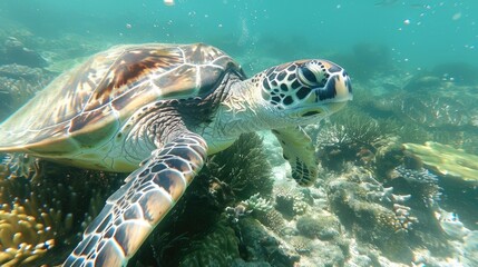 Fototapeta premium sea turtle in the water. Selective focus
